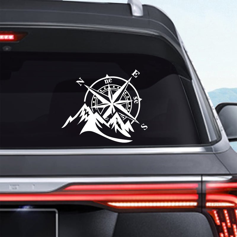 Dreothy 2Pack Mountain Compass Vinyl Decal Sticker,Outdoor Waterproof Adventure Car Stickers and Decals Car Window Decals Vinyl Stickers for Car Motorcycle SUV Laptop Truck Decals - Image 1
